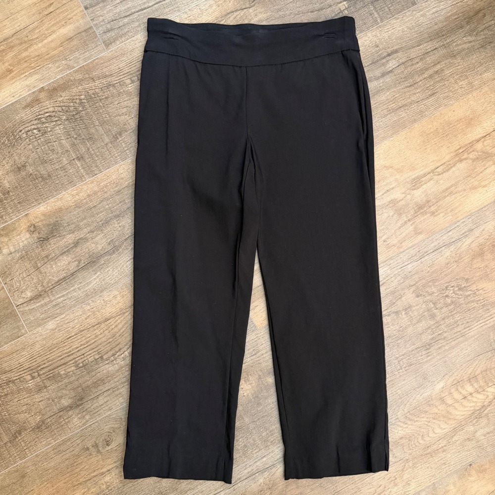 Croft & Barrow Womens 4 Black Pull On Tummy Control Capri Pants Cropped Office